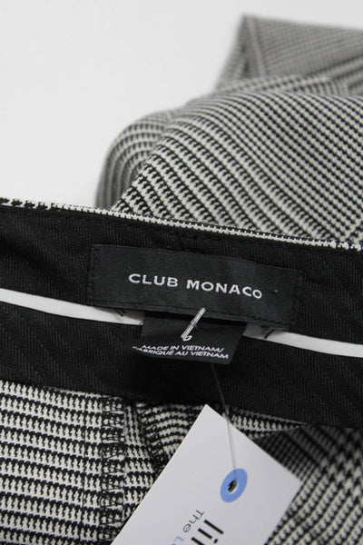 Club Monaco Womens Glen Check Houndstooth Slim Crop Pants Black White Size 0