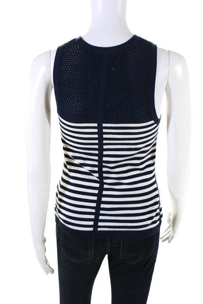 Rag & Bone Womens Perforated Knit Striped Tank Top Sweater Blue white Size XS