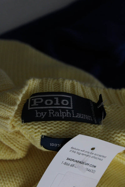 Polo Ralph Lauren Mens Pullover Crew Neck Sweater Yellow Cotton Size Medium