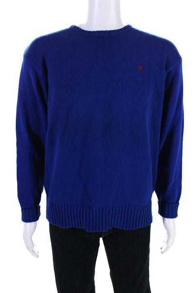 Polo Ralph Lauren Mens Pullover Crew Neck Sweater Blue Cotton Size Extra Large