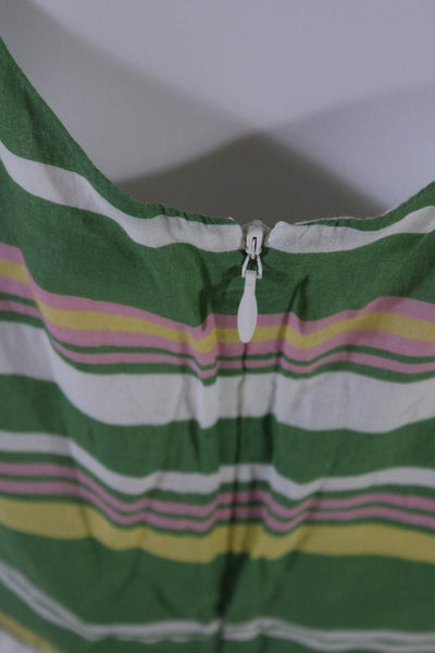Boden Womens Cotton Striped Scoop Neck Zip Up A-Line Dress Green Size 6L