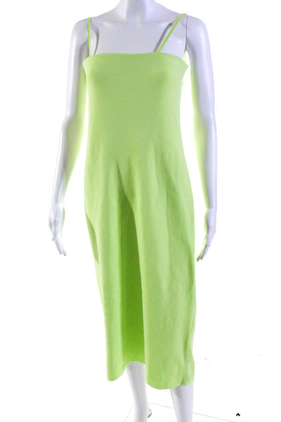 COS Womens Spaghetti Strap Square Neck Knit Midi Sheath Dress Green Size Small