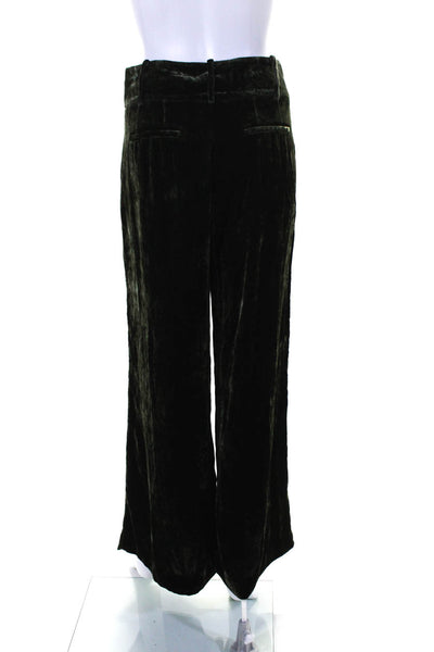Frame Womens Mid Rise Wide Leg Cropped Velvet Pants Dark Green Size 10