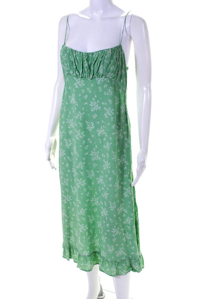 Auguste Womens Floral Spaghetti Strap Midi Empire Waist Dress Green Size 6