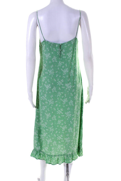 Auguste Womens Floral Spaghetti Strap Midi Empire Waist Dress Green Size 6