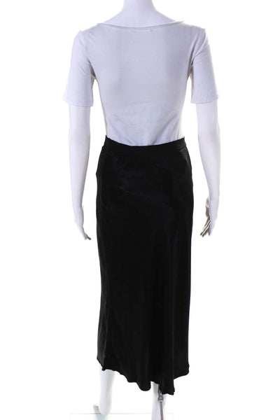 Rails Womens Elastic Waist Crepe Satin Midi Slip Skirt Black Size Small