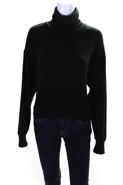 LNA Womens Long Sleeve Cropped Turtleneck Pullover Sweater Black Size Small