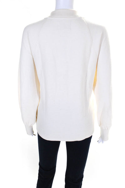 Madewell MWL Make Weekends Longer Womens Thermal Henley V Neck Top White Large