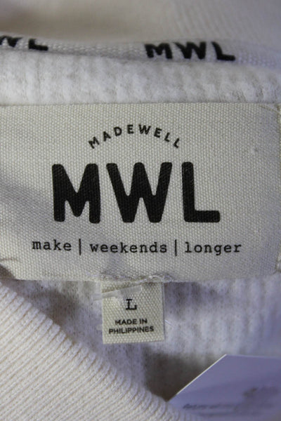 Madewell MWL Make Weekends Longer Womens Thermal Henley V Neck Top White Large