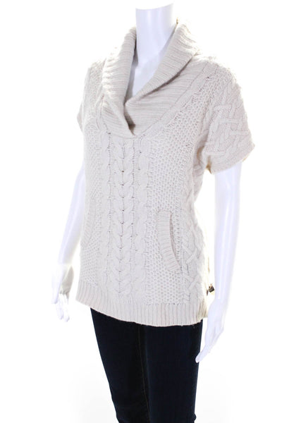 Cynthia Rowley Womens Oversized Cable Knit Knit Top White Wool Size Small