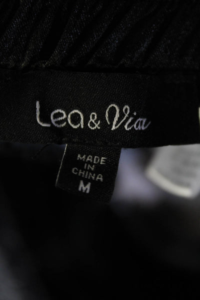 Lea & Viola Womens Spaghetti Strap Lace Trim Heart Top Pants Set Navy Blue Large
