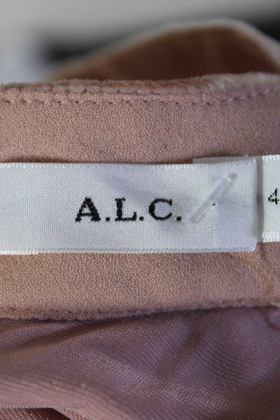 A.L.C. Womens Pink Velvet V-Neck Chockers Short Sleeve Blouse Top Size 4