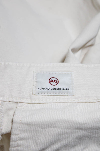 AG Adriano Goldschmied Womens Cotton The Camden Tapered Leg Pants White Size 30