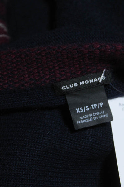 Club Monaco Womens Knit Fair Isle Print Tassel Hem Poncho Sweater Blue Size XS