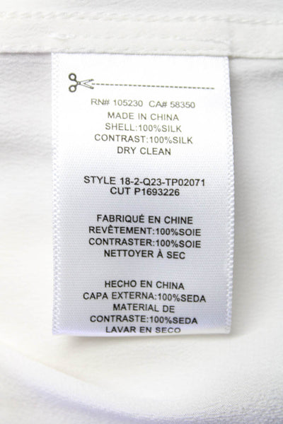 Equipment Femme Womens Silk Long Sleeve Button Up Blouse Top White Size XS