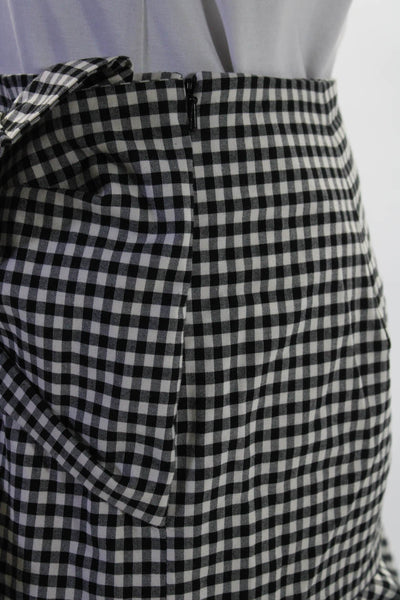 Veronica Beard Womens Cotton Check Print Ruffle Hem Mini Skirt Black Size 4