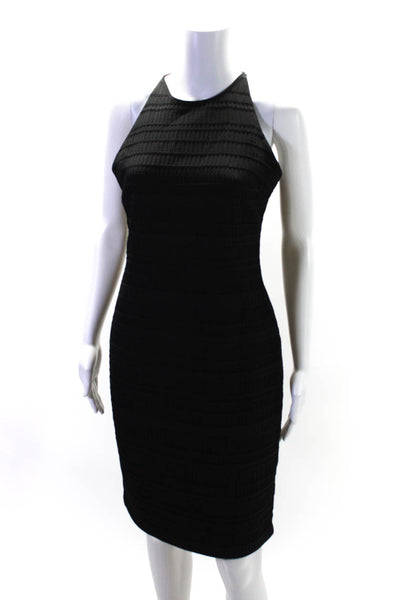 Reiss Womens Textured Crew Neck Sleeveless Sheath Dress Black Size 6