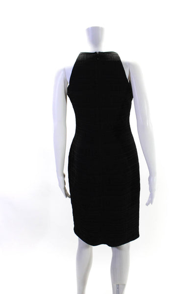 Reiss Womens Textured Crew Neck Sleeveless Sheath Dress Black Size 6