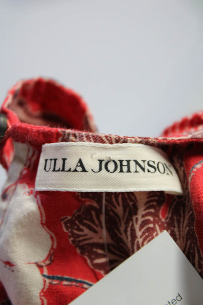 Ulla Johnson Childrens Girls Long Sleeve Floral Ruffle Shift Dress Red Size 8