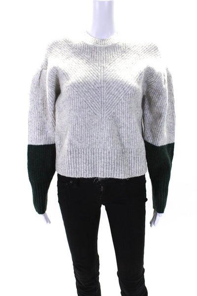 Tanya Taylor Womens Colorblock Ribbed Textured Long Sleeve Sweater Gray Size XS