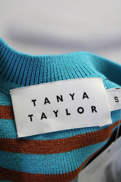 Tanya Taylor Womens Cotton Striped Print Colorblock Tank Top Dress Blue Size S