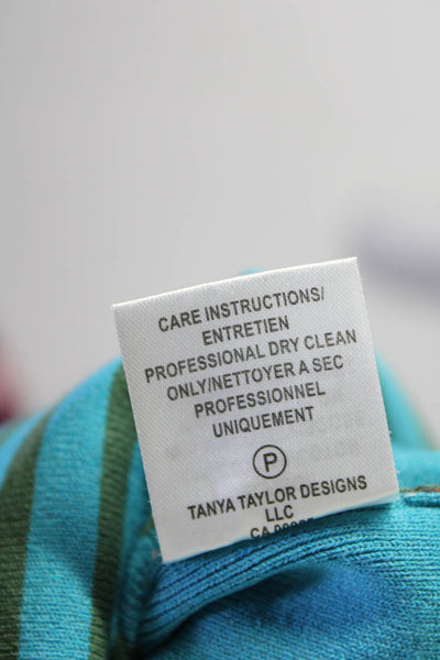 Tanya Taylor Womens Cotton Striped Print Colorblock Tank Top Dress Blue Size S