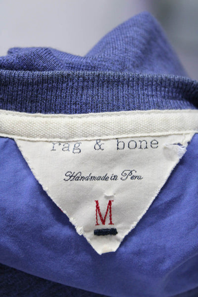 Rag & Bone Mens Cotton Long Sleeve Henley Button Down Shirt Heather Blue Size M