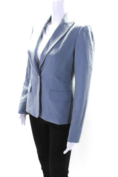 Calvin Klein Womens Single Button Pointed Lapel Blazer Jacket Blue Size 2