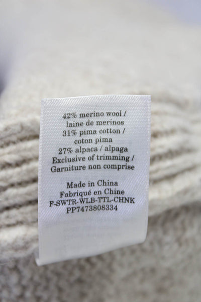 Everlane Womens Merino Wool Knit Turtleneck Long Sleeve Sweater Beige Size S