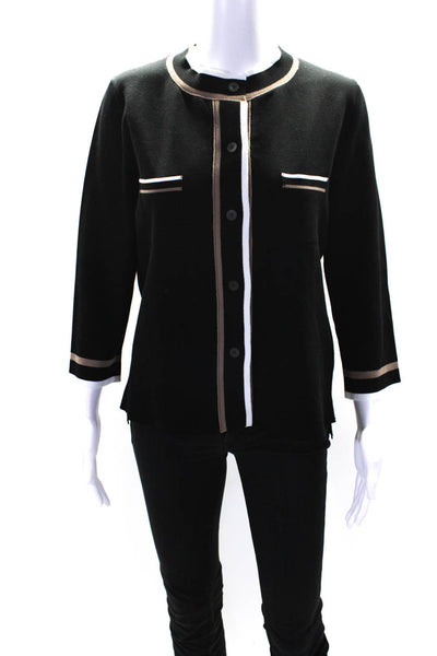 CIVIDINI Women's Round Neck Long Sleeves Button Up Cardigan Black Size 44
