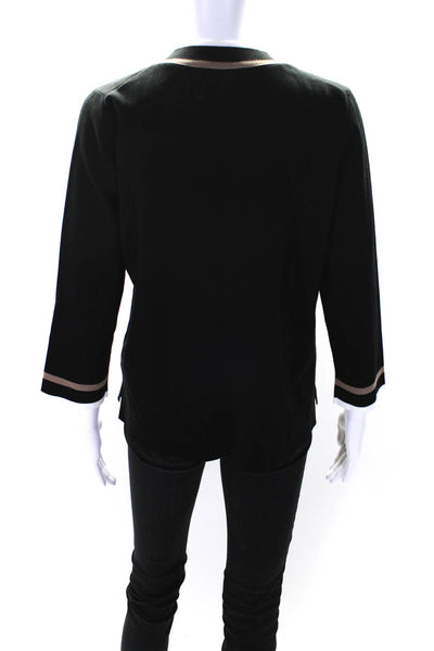 CIVIDINI Women's Round Neck Long Sleeves Button Up Cardigan Black Size 44