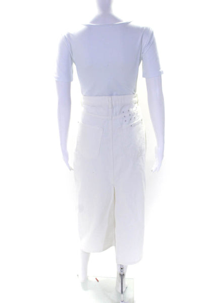 Ksubi Women's Button Closure Slit Hem Midi Denim Skirt White Size 29