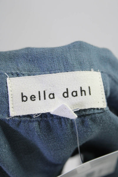 Bella Dahl Womens Linen Collared Sleeveless Button Up Blouse Top Blue Size XS