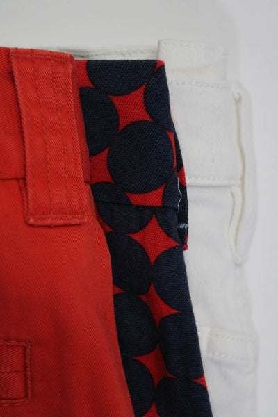 J Crew Womens Fringe Printed Denim Chino Shorts White Red Blue Size 4 27 Lot 3