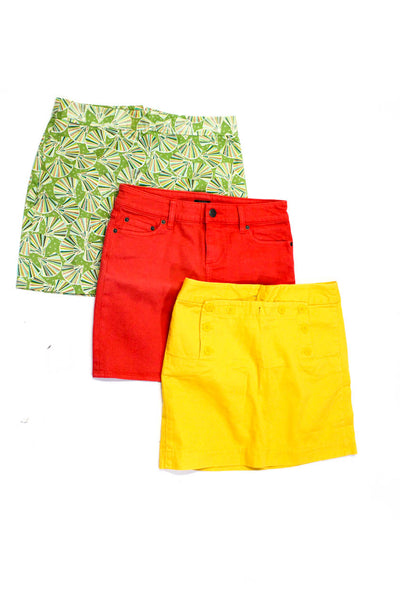 J Crew Womens Zipper Fly Denim Abstract Print Skirts Red Yellow Green 4 Lot 3
