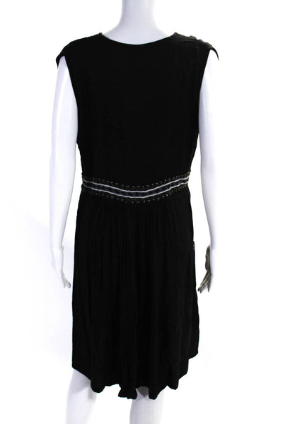 Roberta Freymann Womens Side Zip Sleeveless V Neck Shift Dress Black Size Medium