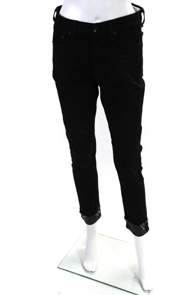 Rag & Bone Women's Five Pockets Cuff Hem Straight Leg Denim Pant Black Size 28