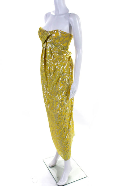 nicole by Nicole Miller Womens Sleeveless Abstract Print Long Dress Yellow 2