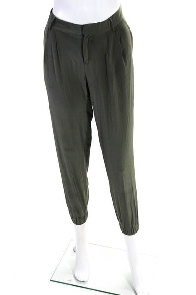 Joie Womens Zipper Fly High Rise Cropped Silk Jogger Pants Gray Size 4