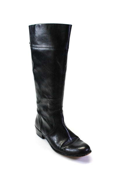 Corso Como Womens Side Zip Block Heel Knee High Boots Black Leather Size 9.5