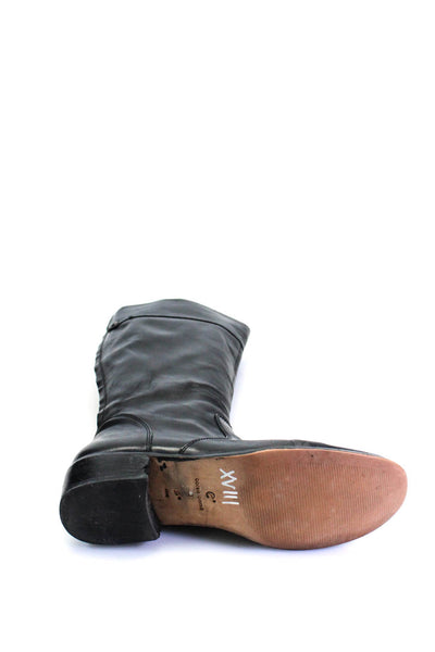 Corso Como Womens Side Zip Block Heel Knee High Boots Black Leather Size 9.5