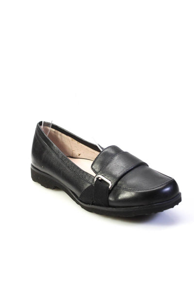 Taryn Rose Womens Slip On Buckle Strap Round Toe Loafers Black Leather Size 6M