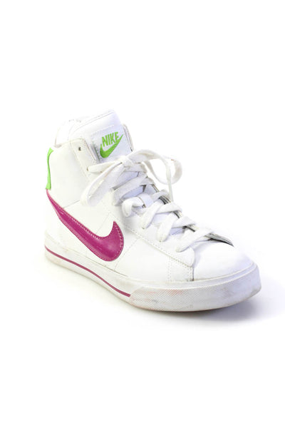 Nike Womens Leather Lace Up High Top Blazers Sneakers Purple White Size 6.5
