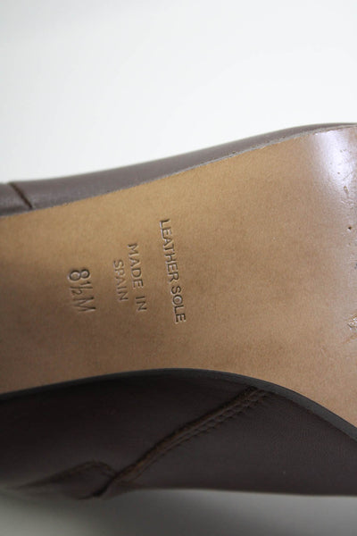 Inez Womens Side Zip Block Heel Round Toe Booties Brown Leather Size 8.5M