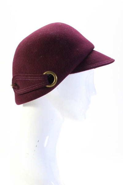 DVF Studio Womens Back Clip Short Brim Hat Wool Purple Size Medium