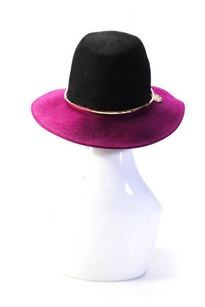 Patrizia Pepe Womens Brmmed Side Plated Hat Wool Black Purple Size Small