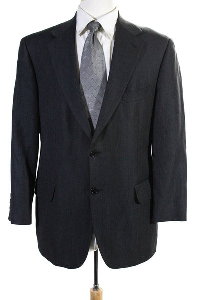 Brooks Brothers Mens Two Button Blazer Jacket Gray Wool Size 40 Short