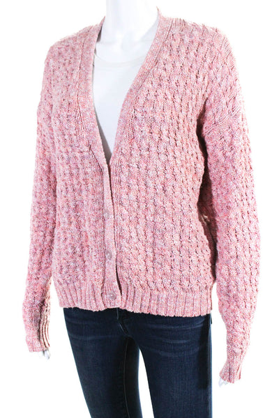 Cotton By Autumn Cashmere Women's Long Sleeves Open Front Cardigan Pink Size S