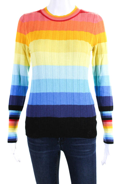 Daniella Erin NYC Womens Round Neck Long Sleeves Multicolor Stripe Sweater Size