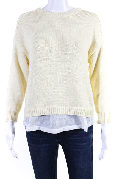 Brochu Walker Women's Round Neck Long Sleeves Pullover Sweater Cream Size XS